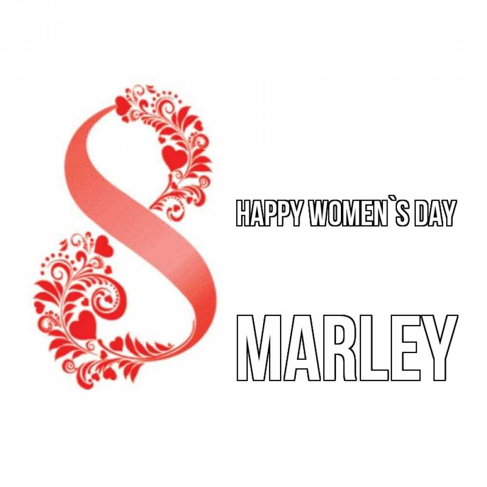 Greetings card с именем, Marley happy women`s day восьмерка из сердечек и листьев Greetings with text for free download 